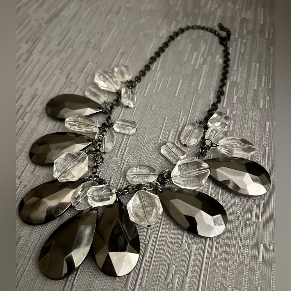 White House Black Market Hematite-Tone Statement Necklace